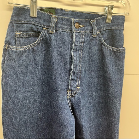 Vtg Lacoste Izod Jeans Women Sz 12 Wide Leg High Waisted Blue Denim Logo Retro - Picture 4 of 10